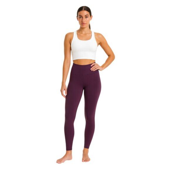 NEW Yogalicious Medium Dark Purple / Plum Mid Rise Leggings Athleisure Yoga - Picture 1 of 8